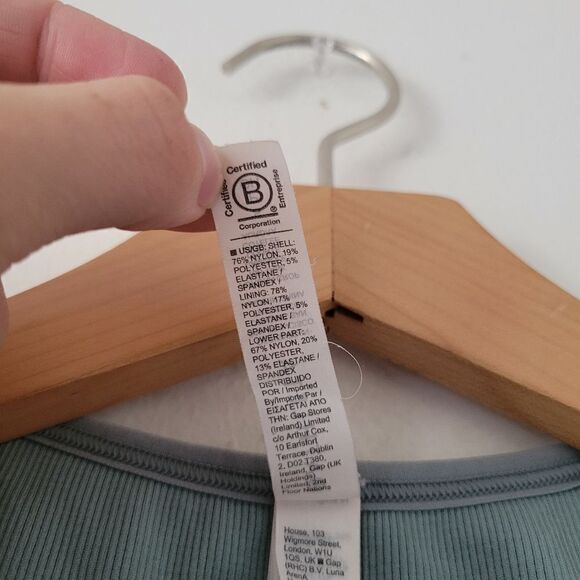 Athleta Aurora Crop Top Reversible Blue Leopard Ribbed Small - Picture 4 of 7